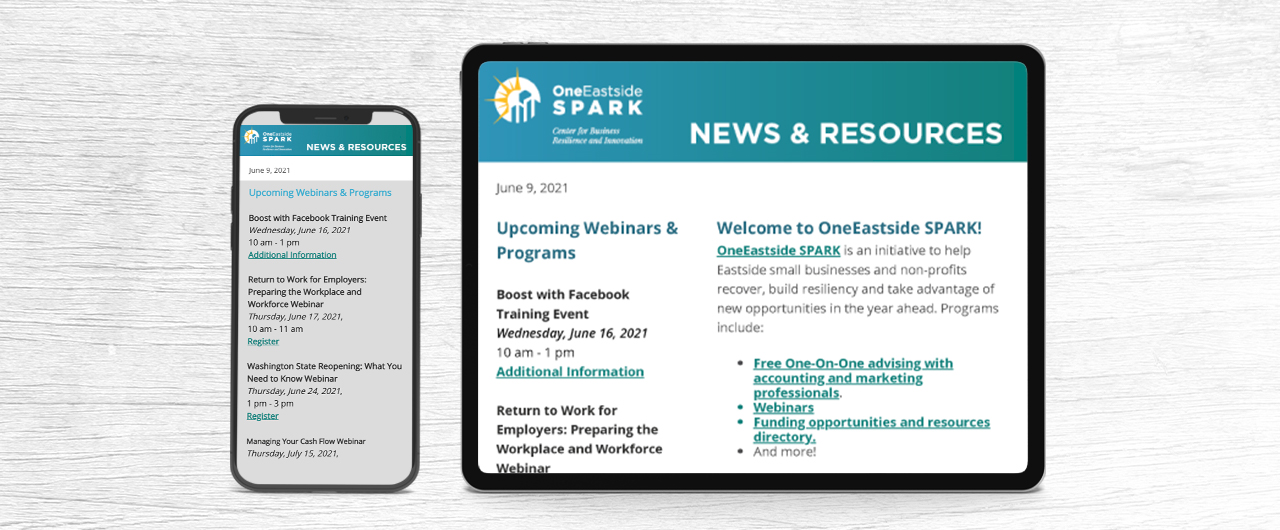 OneEastside 4 spark newsletter 1280x530 wood